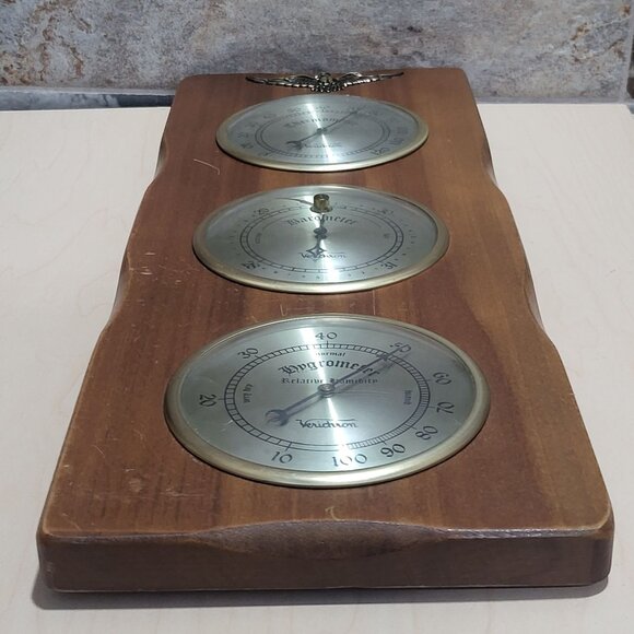 Vintage Price Import Verichron Weather Station Wall Mounted Thermometer Baromete - Picture 3 of 13